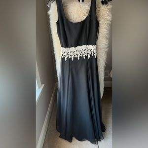 Alfred Angelo, formal black dress with lace flower appliqué